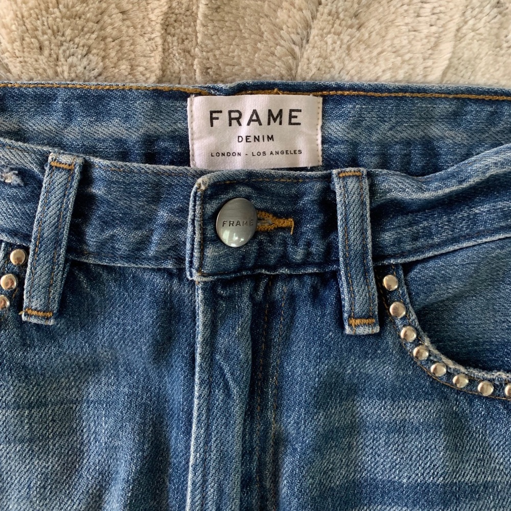 Frame Denim Anstee Le Mini Studded Denim Skirt 24 - Picture 5 of 8